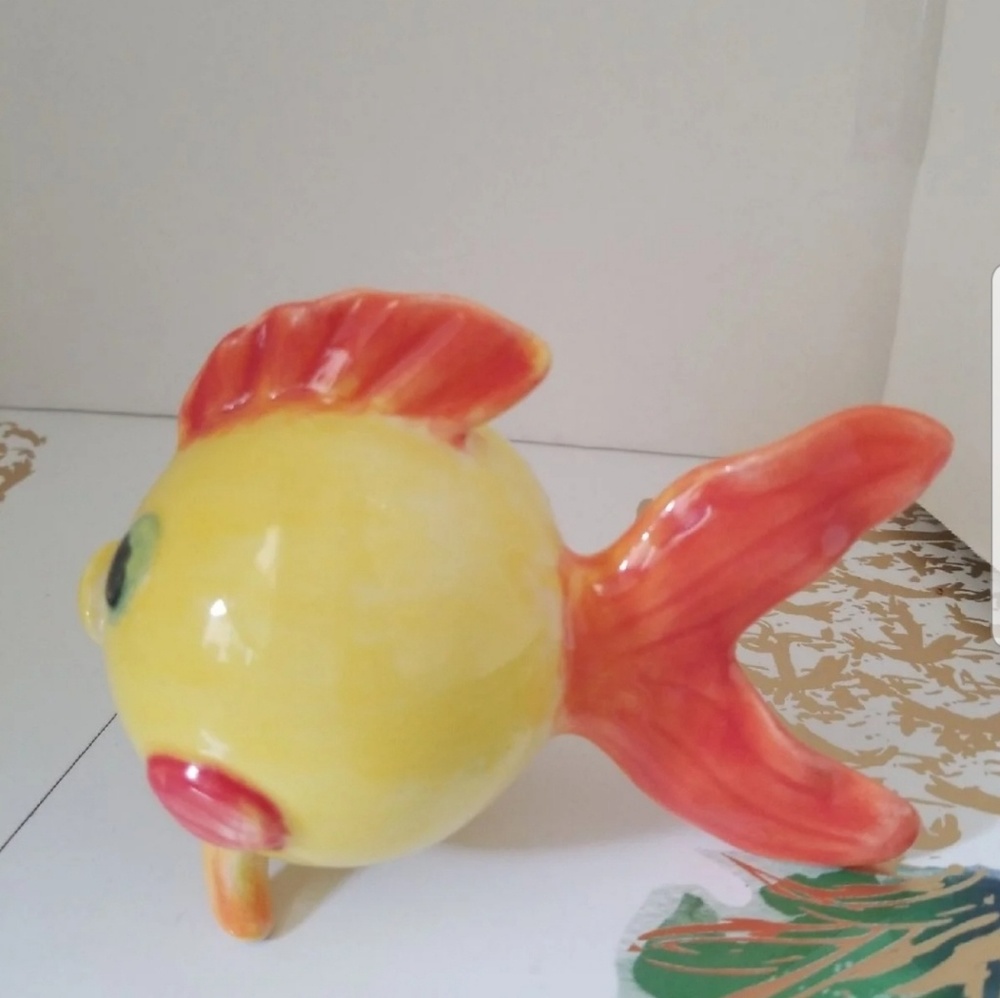 Fish decor Blowfish yellow & orange tail home - Picture 2 of 8
